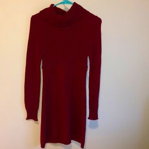 Red knit sweater dress